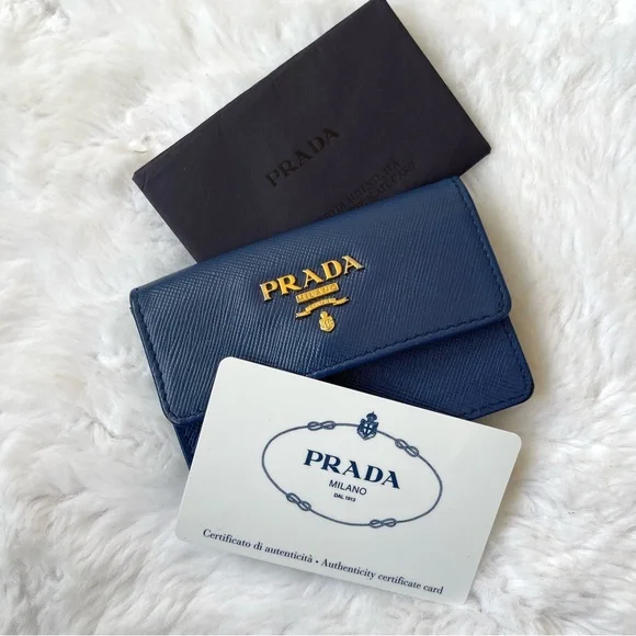 PRADA  Blue Leather Wallet authentic - Picture 3 of 7